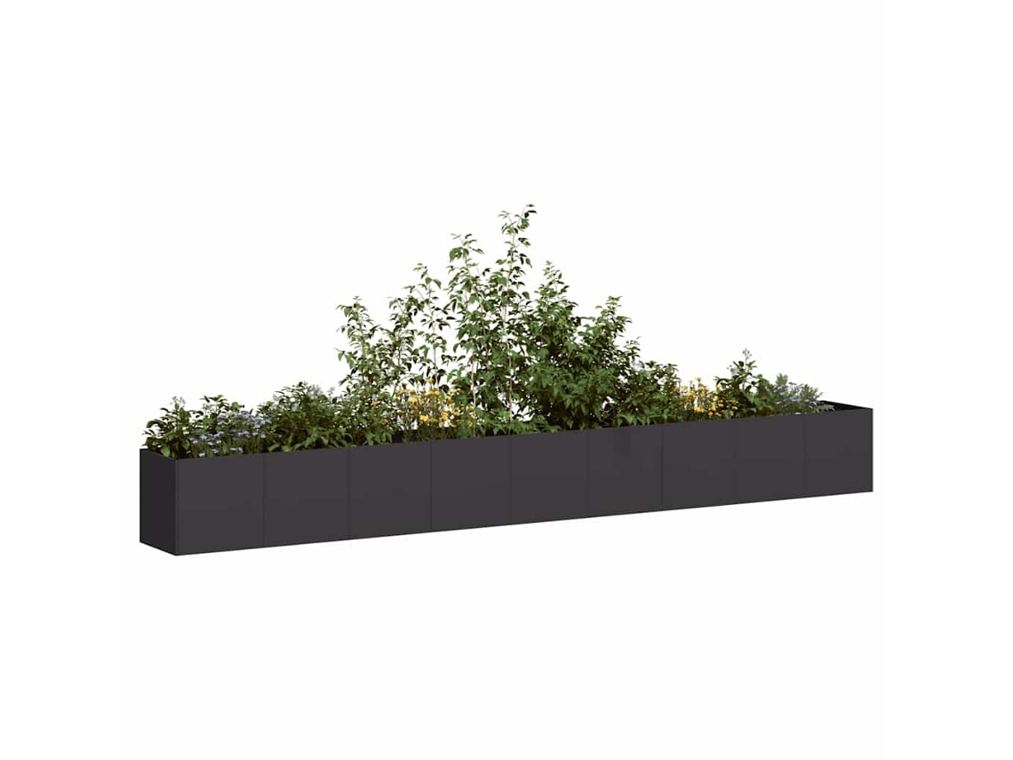 Vidaxl Vaso Floreira 360x40x40 Cm Aço Laminado A Frio Preto
