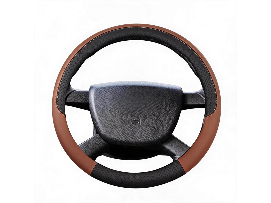 Capa Universal para Volante de Carro HENTEN HOME para Diâmetro de 38 Cm Material de Couro Respirável (marrom)