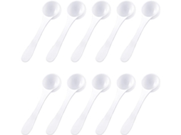 Conjunto De 10 Colheres Medidoras 5ml Em Plástico Pp Qualidade Alimentar Dosadoras Brancas Pó, Café, Açúcar