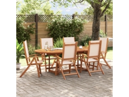 Cadeiras De Jardim Dobrãveis 6 Pcs Acãcia Maciã§a E Textilene DKD HOME DECOR