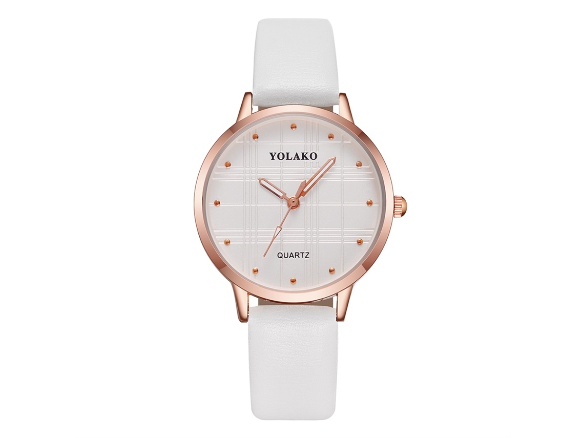 Relógio de Pulso Feminino Casual Elegante de Quartzo com Cinta Pu Branco