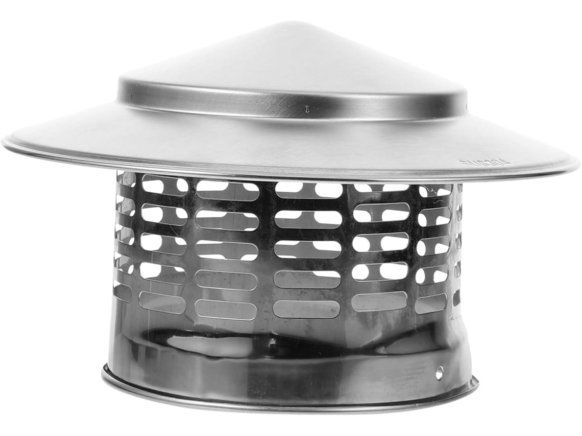 Chapéu em Aço Inoxidável em Formato de Chaminé, Prateado, para Uso Externo, Guarda chuva de Aço Inoxidável, 110 Mm, Proteção Contra Chuva. SFUSHOS