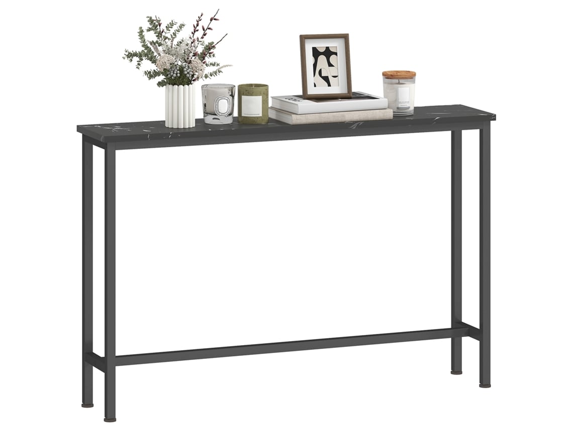 Mesa Consola Melamina de Madeira e Metal Cor Preto 100x20x66 cm Homcom