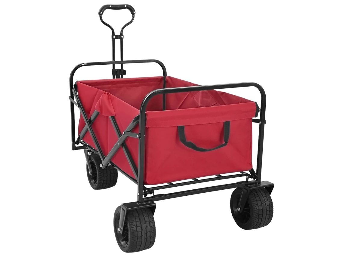Maison Exclusive - Carrinho De Compras Dobrável Com Freios Vermelho