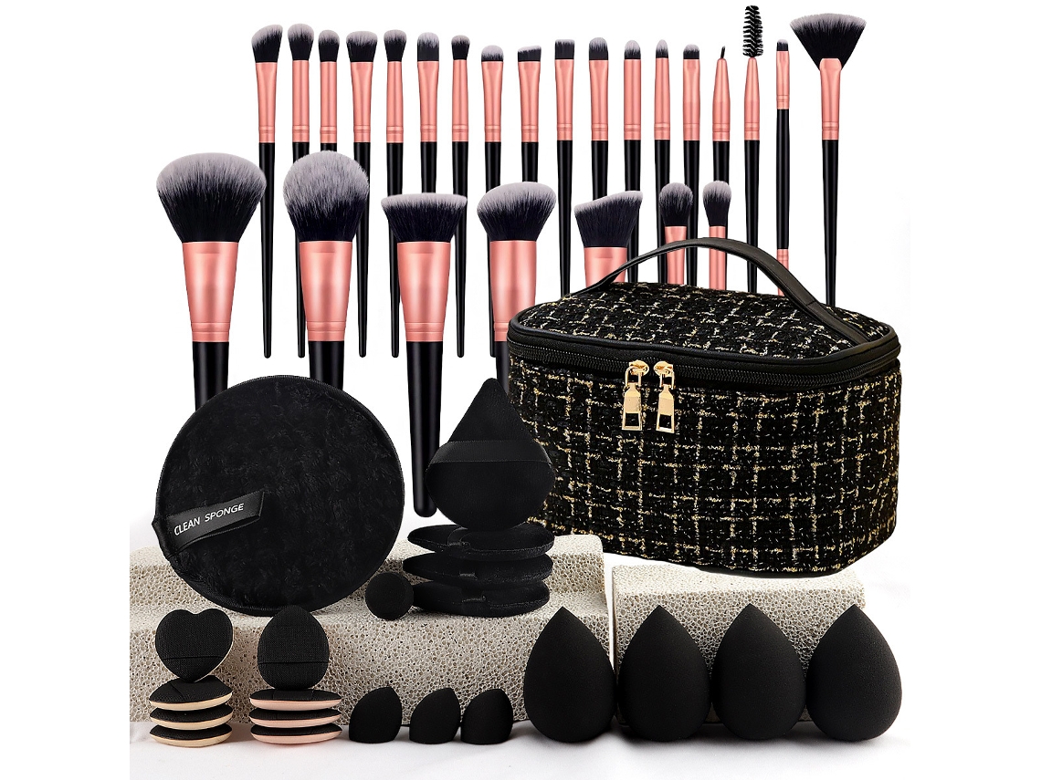 Conjunto De Pincéis De Maquiagem EIFSON Pretos Estilo Chanel (47 Peças)