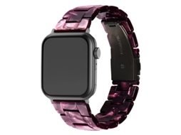 Pulseira transparente em resina cerâmica para Apple Watch, Samsung Galaxy Watch7 e Iwatch10, vermelha clara, tamanhos 38, 40 e 41.