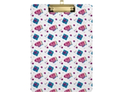 Mini Prancheta de Plástico com Estampa Presente Natal 31,8 X 22,9 0,3 Cm Durável Resistente