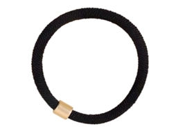 Elástico Torsadê Para Cabelo Com Ponta Dourada Minimalista Preto