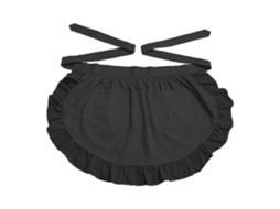 Delantal de Cintura de Algodão 100% para Cozinha Restaurante com Bolsos para Mulher Menina Bistro Detalhes Bonitos Negro