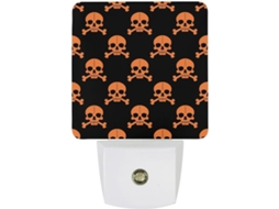 Luminárias Noturnas De Parede Com Plugue, Padrão De Caveira Repetido, Luzes Noturnas De Led Com Sensor Luz, Luz Branca
