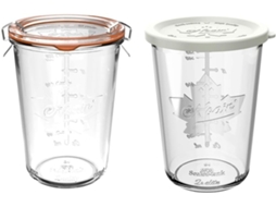 Conjunto De 2 Potes Vidro Herméticos 800ml 27oz Para Armazenar Massa Fermentada