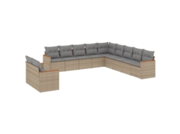 Conjunto de 11 Sofás Jardim C/ Almofadões Vime Pe Bege Misturado MAISON EXCLUSIVE (11 pcs)