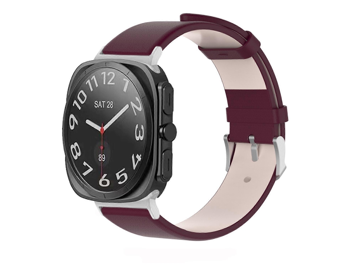Pulseira De Couro Com Fivela Prateada Em Aço Inox Para Samsung Galaxy Watch Ultra 47mm