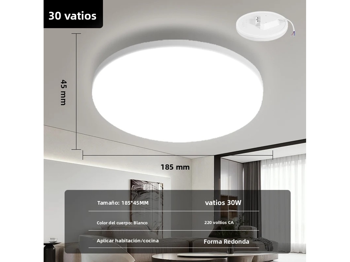 Luminária de Teto Led Redonda Moderna , Iluminação de Pvc com Economia de Energia. MDUG (branco Frio 30w, 1 Peça)