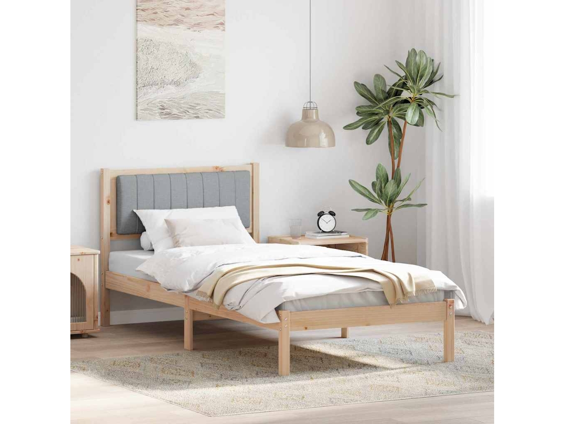 Vidaxl Estrutura De Cama Com Cabeceira Estofada Cinzento-claro
