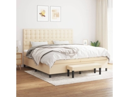 Vidaxl Cama com Molas/colchão 200x200 Cm Tecido Cor Creme