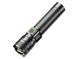 Lanterna Led Recarregável Com Visor Digital, Zoom E Carregamento Usb-c (preta)