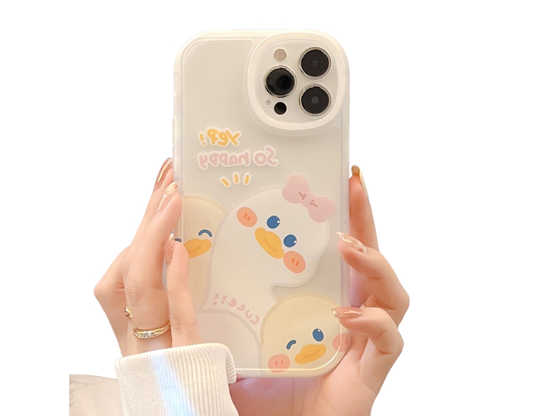 Capa de telefone com pato bonito de olhos grandes EOOCOO
