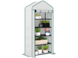 Estufa Resistente 5 Níveis com Porta com Zíper Anti uv,design Ampliado e Prateleiras 90x49x193cm Branco BTFORUS