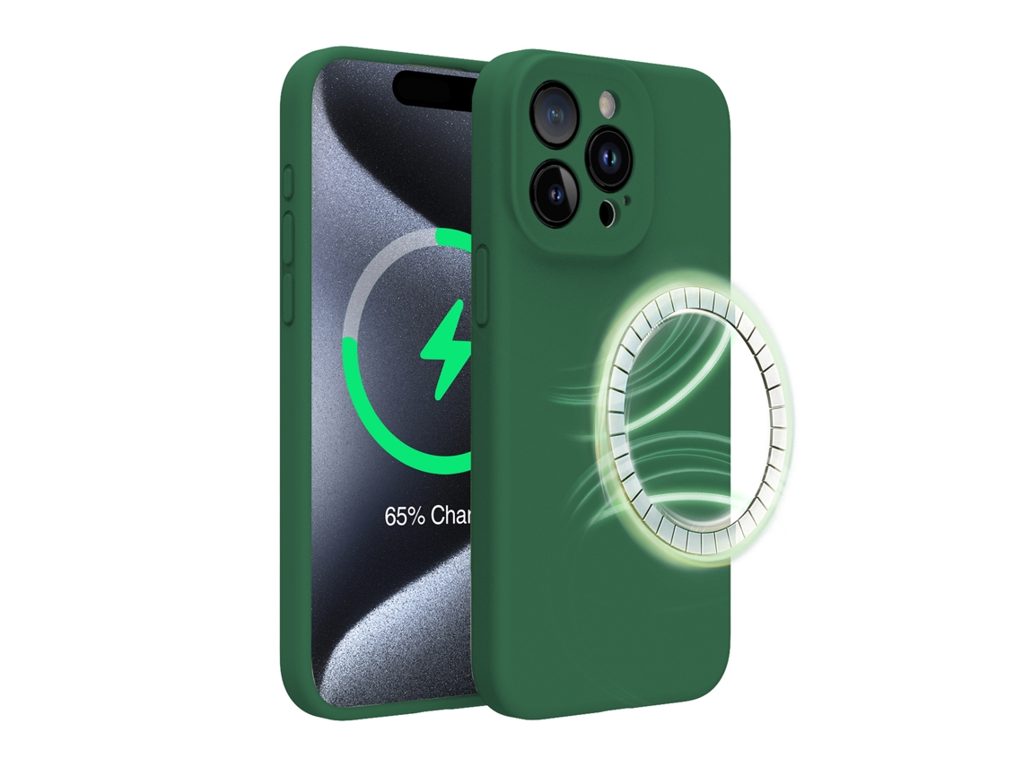 Capa Para Iphone (verde Militar (magnética), Apple 12 Pro Max), Silicone Líquido, Resistente A Quedas, Conexão Magnética Magsafe