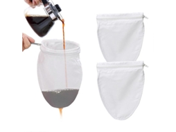 Para Uso Doméstico: Saco Filtrante Leite Vegetal, Café Gelado, Suco, 1 Unidade, Com Zíper, Acessório De Cozinha Portátil, Branco.
