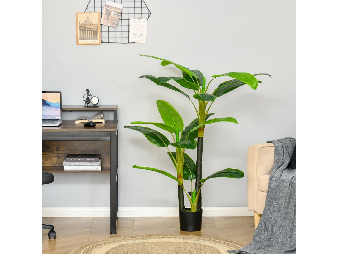 Planta Artificial Bananeira 150cm, Com Vaso, Decoração Para Interior E Escritório