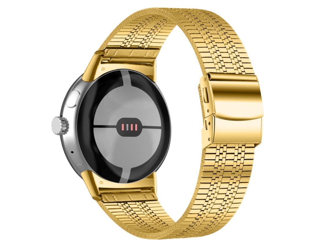 Bracelete de Aço Inoxidável 5 Contas para Google Pixel Watch Ouro