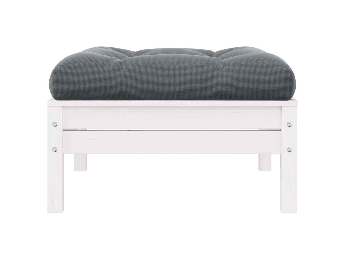 Maison Exclusive - Apoio Pés P/ Jardim Com Almofadão Antracite Pinus Maciço Branco