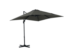Chapéu de Sol Jardim Cinza 245x245x245cm Excêntrico Rotação 360° 3 Níveis de Inclinação Manivela e Ventilação para Pátio.