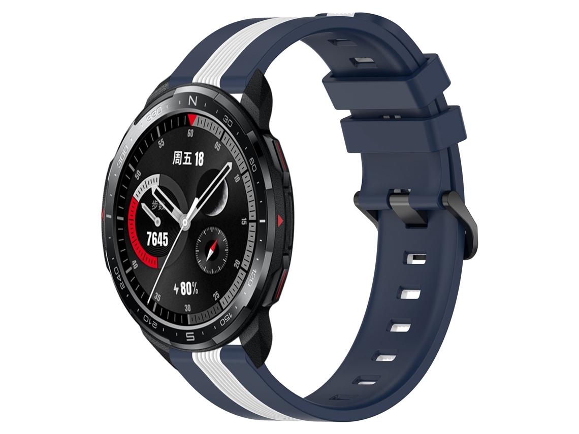 Bracelete de Smartwatch para Honor Watch GS Pro 22mm de silicone vertical de duas cores (azul + branco)