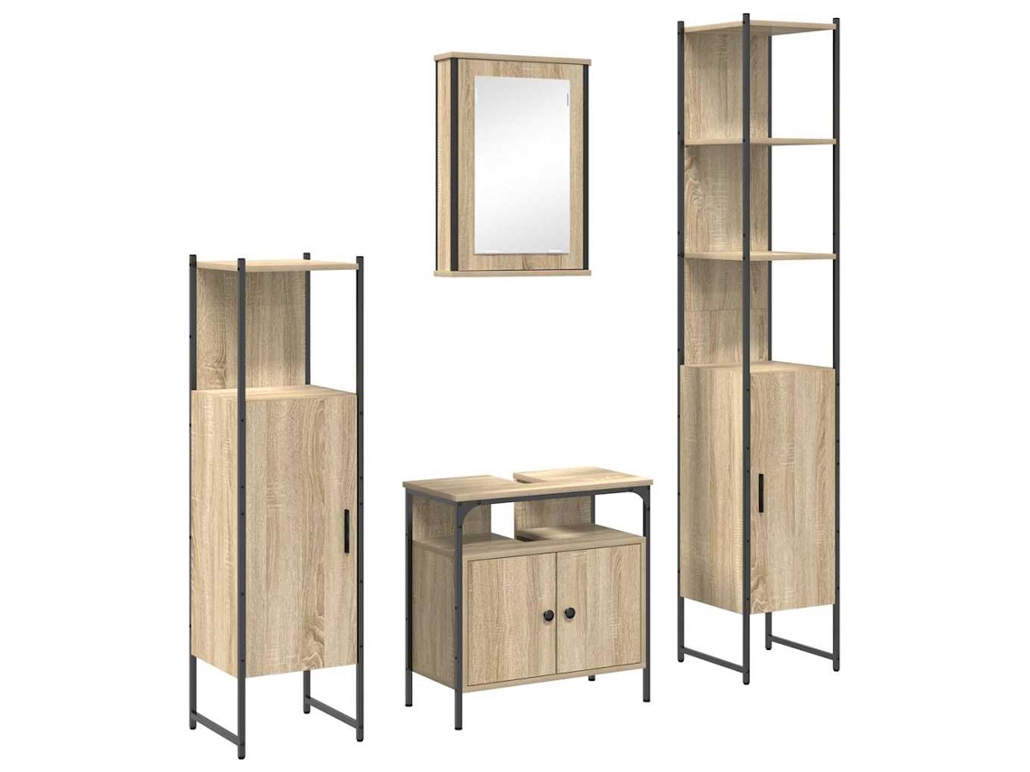 Conjunto de Móveis para Banheiro 4 Pcs Carvalho Sonoma MAISON EXCLUSIVE