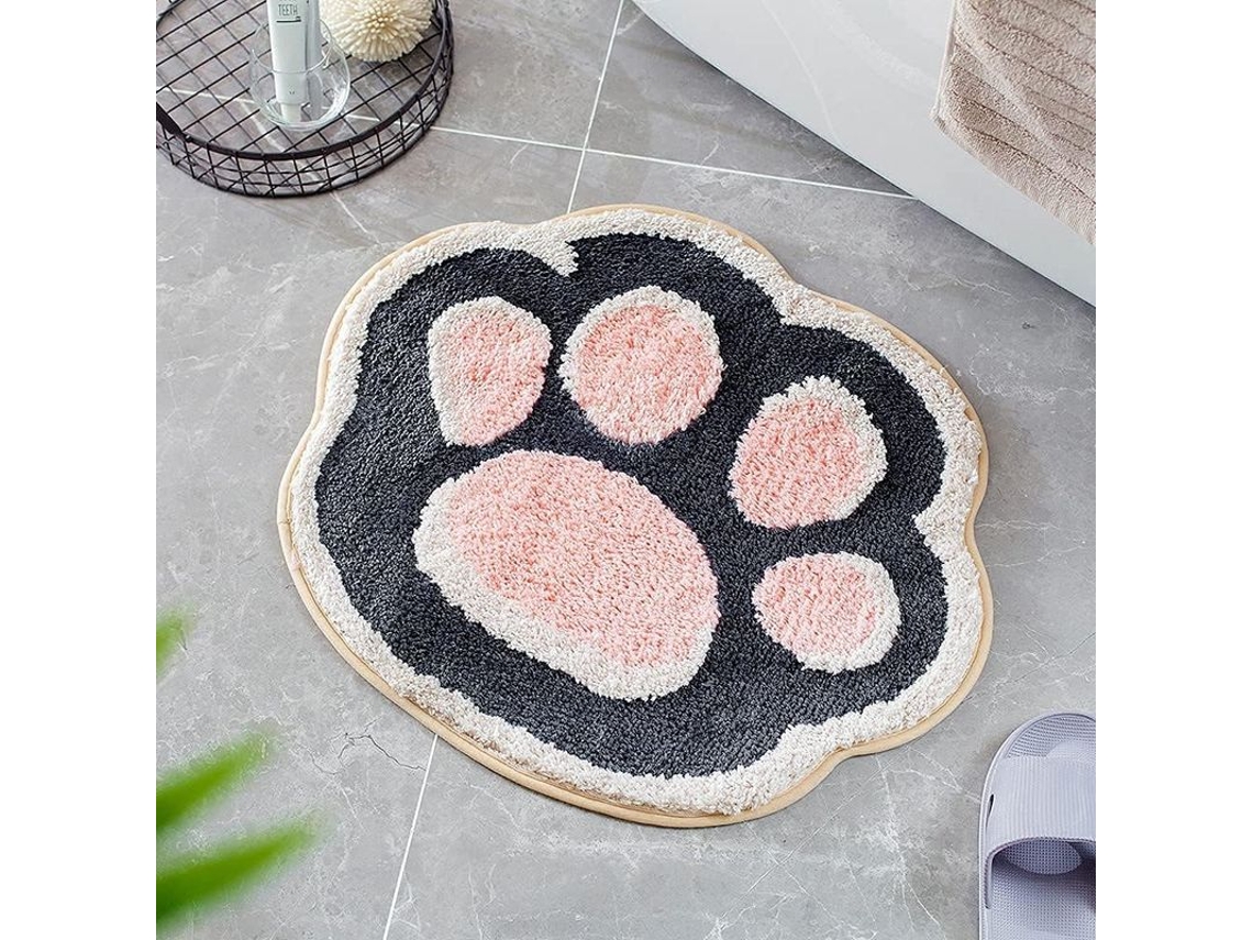 2026 alfombrilla de Baño de Pata de Gato 49,8x61,9cm Microfibra Antideslizante Absorbente Lavable a Máquina Gris