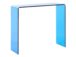 Mesa De Estilo Minimalista Beliani Kendall De Vidrio Templado Azul 90x30x75