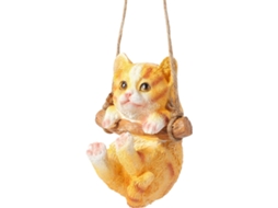 Kichouse Gato Decorativo para Jardim, Às Intempéries, Feito de Resina com Balanço, Estatueta Fofa para Jardim, para Uso CHABERLU