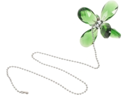 Corrente Decorativa Verde-clara Para Ventilador De Teto Com Pingente De Folha E Cristais.