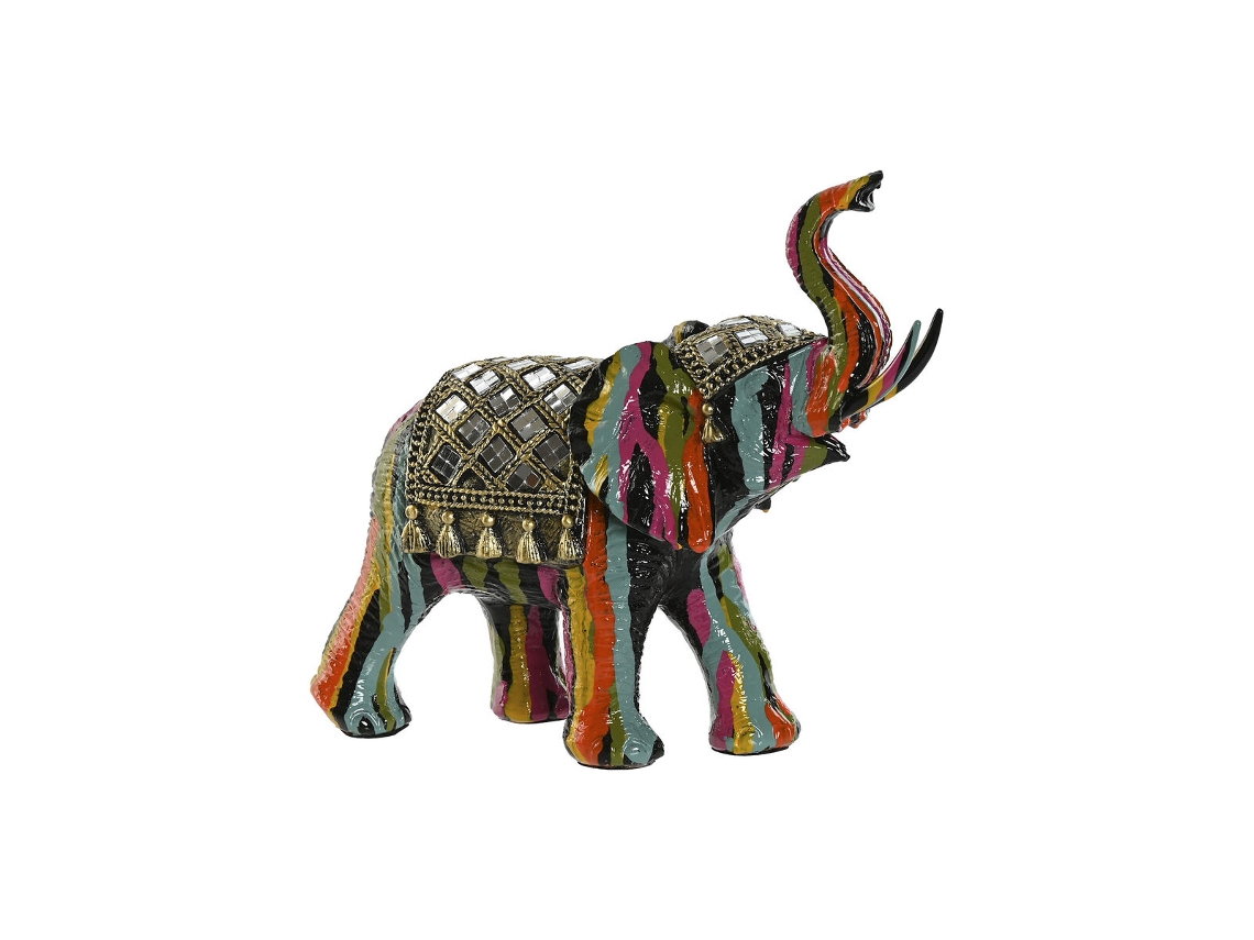 Figura Decorativa HOME ESPRIT Multicolor Resina Elefante 21,5 x 8,5 x 19,5 cm