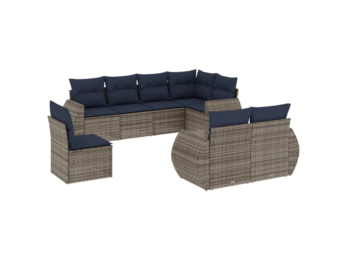 Conjunto de Sofá de Jardim, 8 Peças, Almofadas, Rattan Cinza MAISON EXCLUSIVE