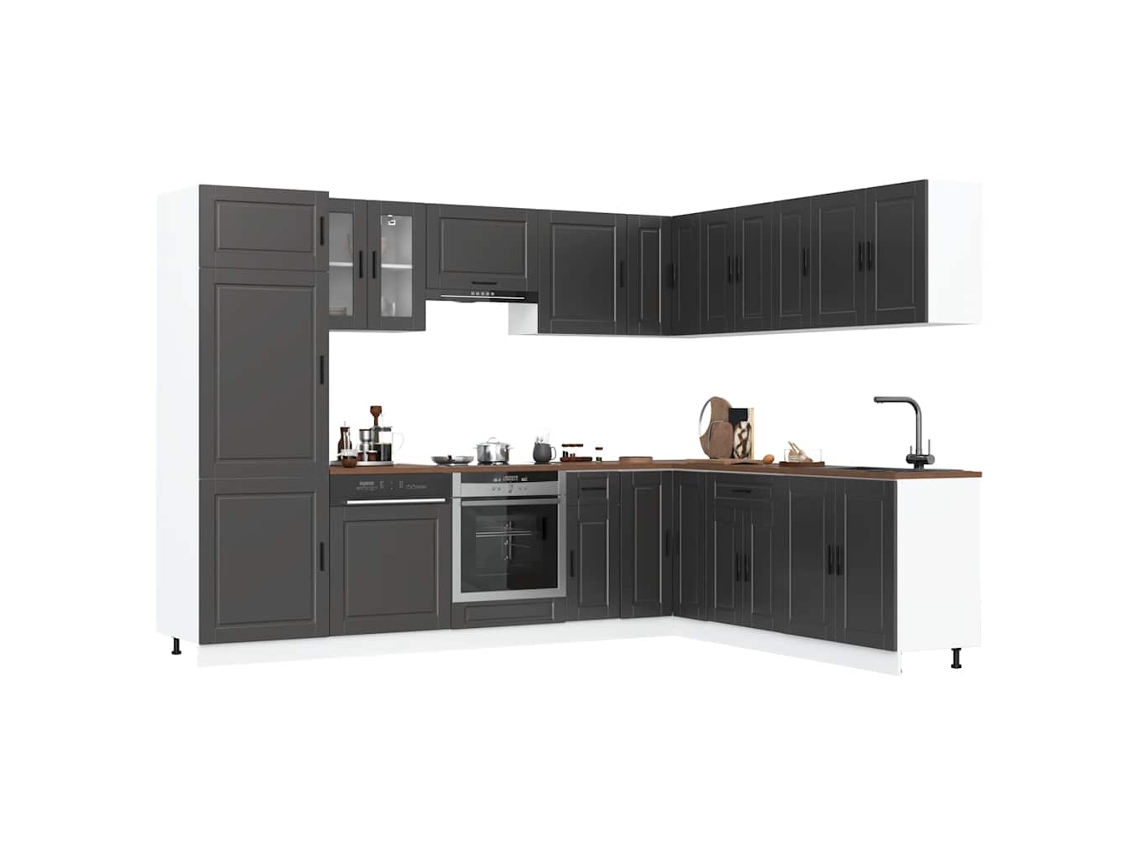 Vidaxl 14 Peças Armário De Cozinha Conjunto Porto Preto