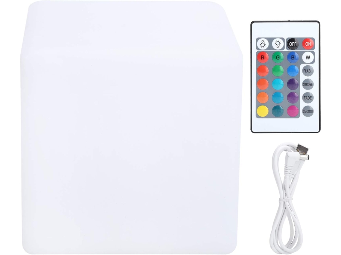 Cubo de luz LED RGBW, Noturna com 16 núcleos e controle remoto.