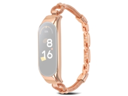 Bracelete de Metal com Delicada Corrente de Cobre para Xiaomi Mi Band 5/6 Ouro Rosa