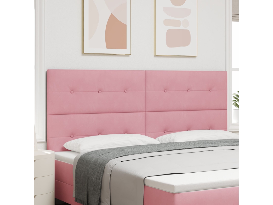 Cabeceira Botões Estofada Rosa 200 Cm Veludo Wsd65508 Lovely Home