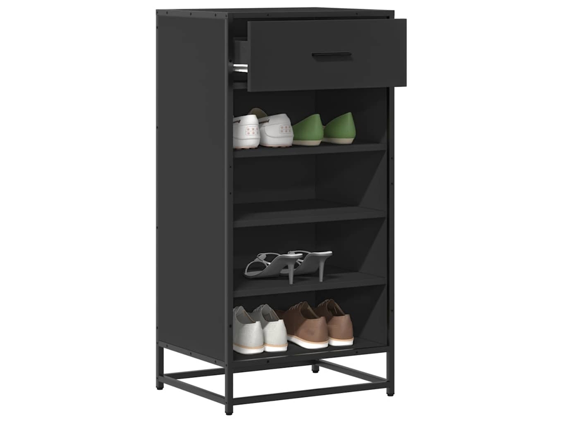 Vidaxl Sapateira 48x38x97,5 Cm Derivados De Madeira Preto