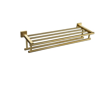 Suporte para Toalhas de Parede com 2 Barras 60 Cm Ouro ZEAICOS