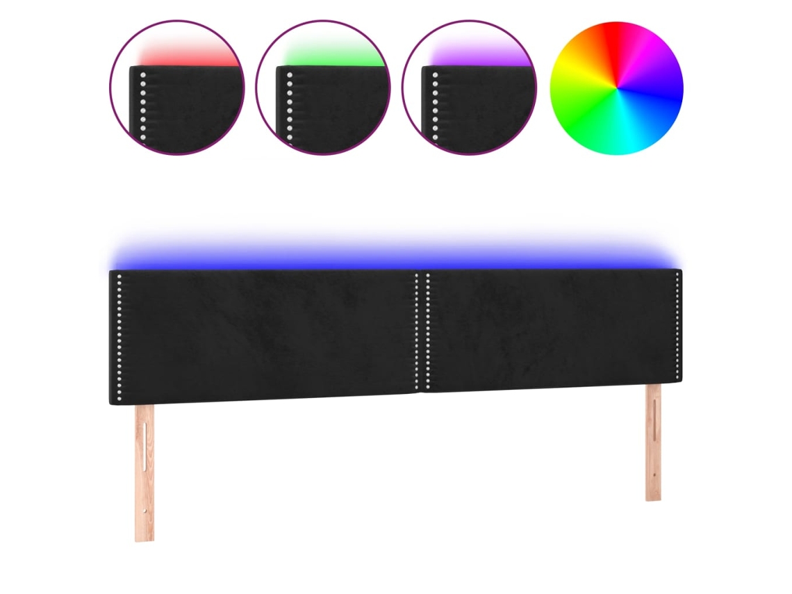 Cabeceira com luzes LED Veludo Preto MAISON EXCLUSIVE (160x5x78 cm)