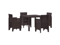 Vidaxl Conjunto De Jantar Para Jardim 5 Unid. Castanho Polipropileno
