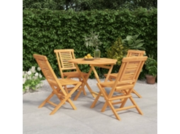 Vidaxl 5 Pcs Conjunto De Jantar P/ Jardim Madeira De Teca Maciça