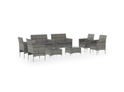 Maison Exclusive - 8 Pcs Conjunto Lounge De Jardim C/ Almofadões Vime Pe Cinzento