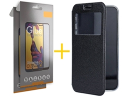 Kit Capa e 2 Películas Xiaomi Redmi 9 SKYHE Full Gandy Flip (Preto)