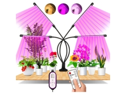 Luz De Crecimiento Para Plantas, 80 Leds Espectro Completo, 4 Cabezas, Temporizador Auto 4h/8h/12h, Clase Energética A+++