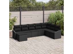 Vidaxl Conjunto De Sofá De Jardim 8 Unid. Preto Vime Pe